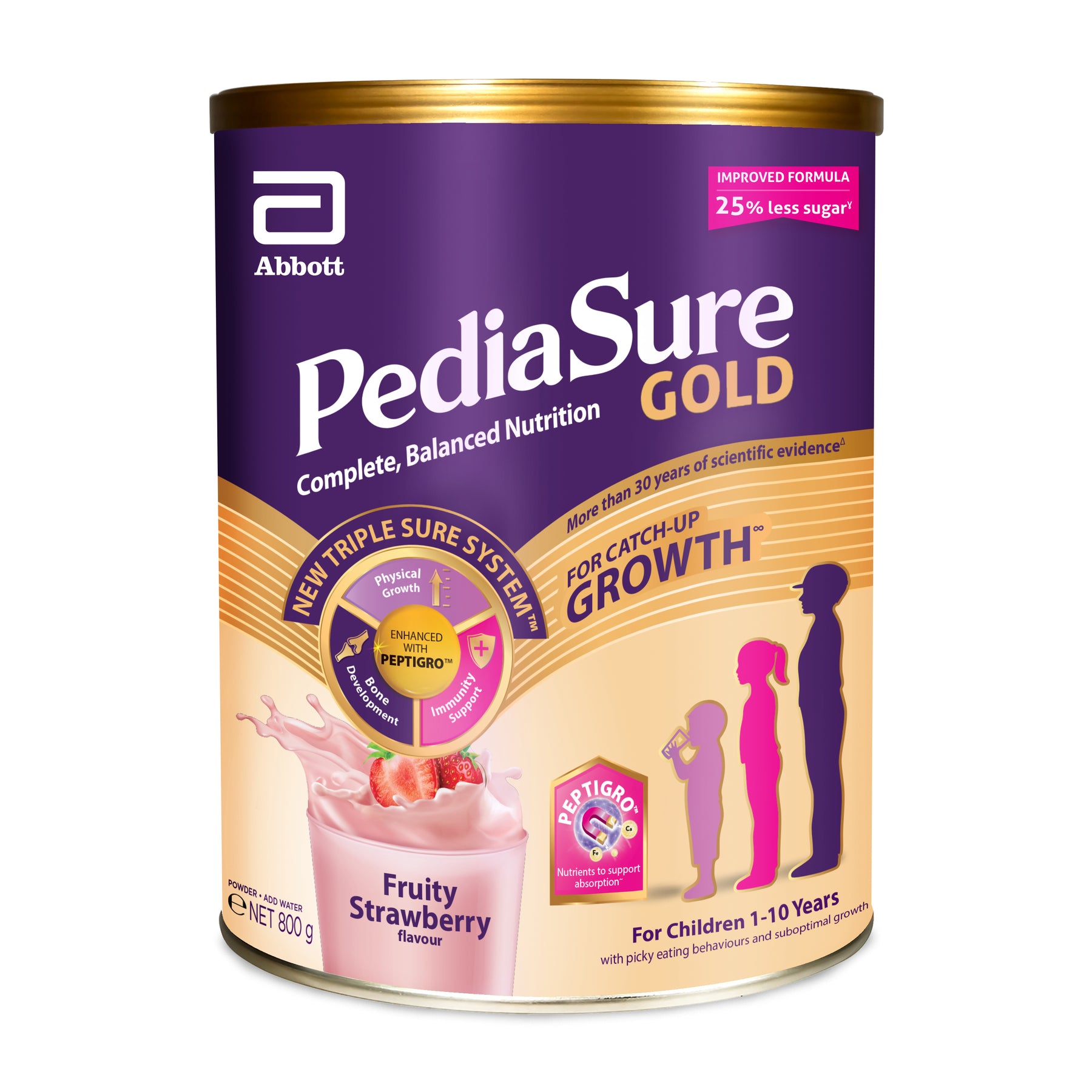 PediaSure® Gold w PeptiGro - Strawberry (850g)