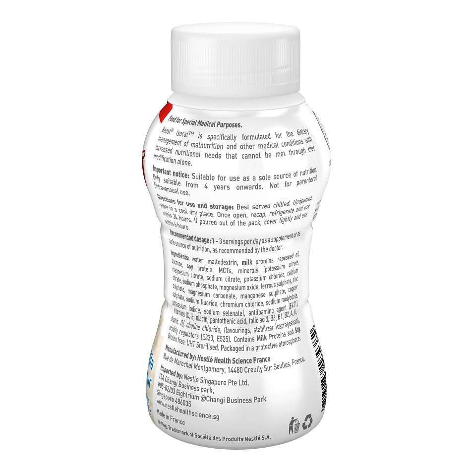 Boost Isocal Vanilla Sleeve 200ml ingredients