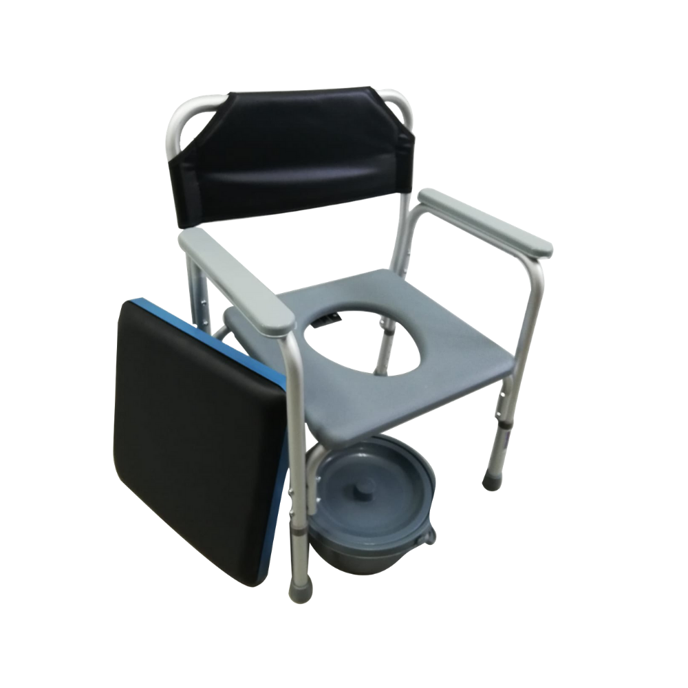 Aluminium Stationary Commode With PVC Seat Cushion