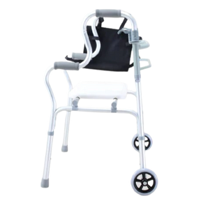 Foldable Walking Frame With Seat side view