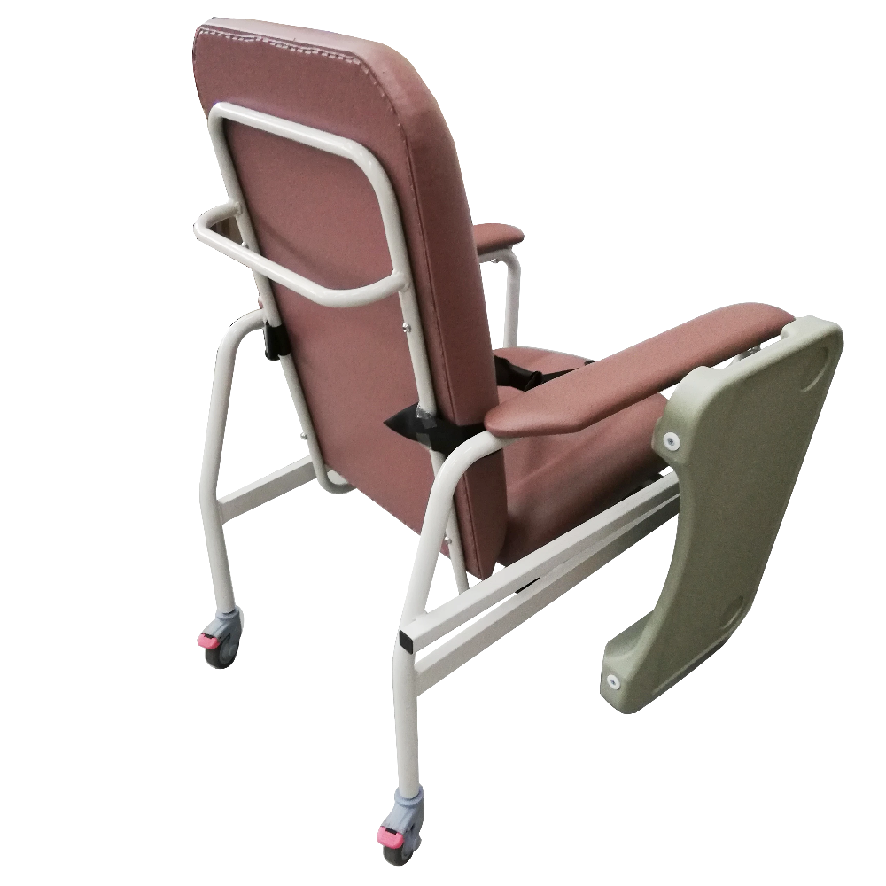 Mobile Non-Recline Geriatric Chair With Tray rear view