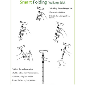 Smart Folding Walking Stick WS25 (MP3 Handle With Radio & Auto Fall Alarm)